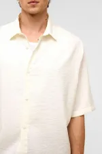 Chemise basique oversize à manches courtes en modal, écru