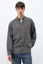 Chemise rayée oversize anthracite