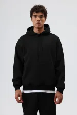 Sweat à capuche basique oversize délavé noir