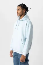Sweat à capuche basique oversize délavé bleu ciel