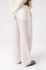 Baggy Fit Müslin Keten Pantolon Naturel