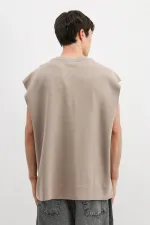 T-shirt basique oversize sans manches, couleur vison