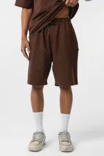 Basic Oversize Şort Takım Kahve