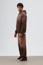 Yıkamalı Oversize Eşofman Takım Kahve