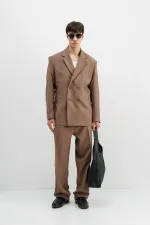 Costume croisé oversize en vison foncé