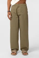 Washed Gabardine Baggy Pants Khaki