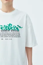 Atelier Kabartma Baskılı Oversize Tişört Ekru