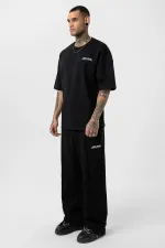 Paça Yırtmatçlı Oversize  Eşofman Takım Siyah