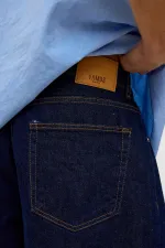 Oversize Bermuda Denim Şort Koyu Mavi