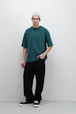 T-shirt basique oversize à col rond, bleu marine