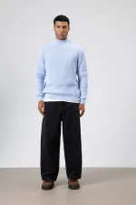 Oversize Triko Boğazlı Kazak Bebe Mavi