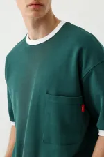 Kısa Kollu Oversize Cepli Tişört Nefti