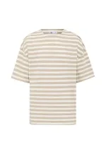 T-shirt oversize rayé en maille, couleur vison