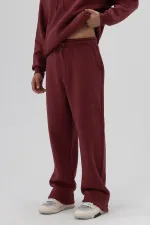 Basic Baggy Sweatpants Bottoms Burgundy