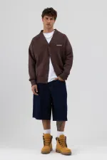 Sweat-shirt oversize à boutons, marron