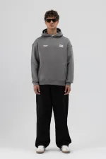 Oversize Arka Baskılı Sweatshirt Füme