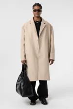 Oversize Uzun Kaşe Kaban Taş