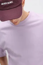 T-shirt basique oversize à col rond lilas