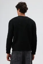 Pull oversize en maille à motifs, noir