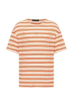 T-shirt rayé oversize en maille orange