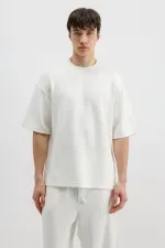 Modal Karışımlı Oversize Tişört Ekru