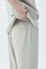 Basıc Oversize Keten Takım Bej