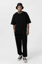 Paça Lastikli Basic Oversize Eşofman Takımı Siyah
