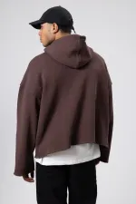 Basic Oversize Seamless Hooded Sweatshirt, Brown