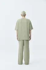 Basıc Oversize Keten Takım Haki