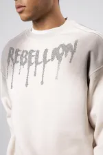 Sweat-shirt oversize imprimé délavé couleur pierre