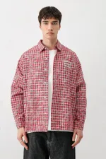 Uzun Kollu Kareli Gömlek Kırmızı