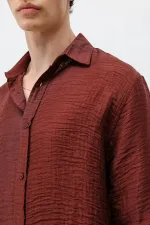 Chemise oversize texturée bordeaux
