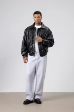 Veste oversize basique en similicuir noir