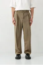 Baggy Fit Pilili Pantolon Haki