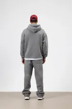 Çizgi Detaylı Oversize Eşofman Takım Füme