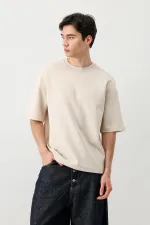 Kısa Kollu Boxy Fit Tişört Taş