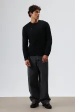 Pull oversize en maille à motifs, noir