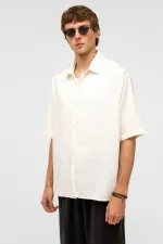 Chemise basique oversize à manches courtes en modal, écru
