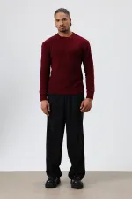 Pull oversize à col rond bordeaux