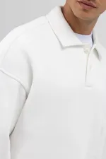 Basic Polo Yaka Sweatshirt Ekru