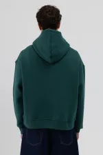 Basic Kapüşonlu Boxy Fit Sweatshirt Nefti
