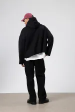 Basic Oversize Seamless Hooded Sweatshirt Black