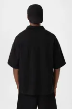 Polo Yaka Oversize Tişört Siyah