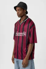 Oversize Printed Jersey T-Shirt, Burgundy