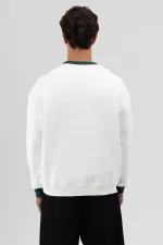 Sweat-shirt oversize à col rond imprimé, écru