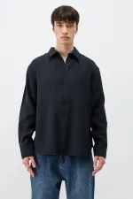 Chemise oversize en modal noir
