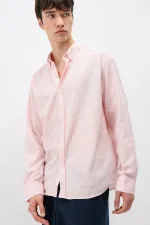 Chemise basique oversize en coton et lin rose