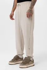 Paça Lastikli Basic Oversize Eşofman Takımı Bej