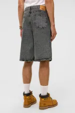 Oversize Bermuda Denim Şort Gri