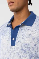 Yıkamalı Oversize Polo Yaka Tişört İndigo